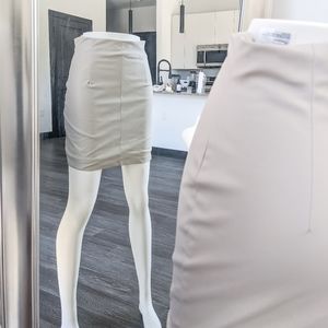 Tan / Grey / Cream leather skirt